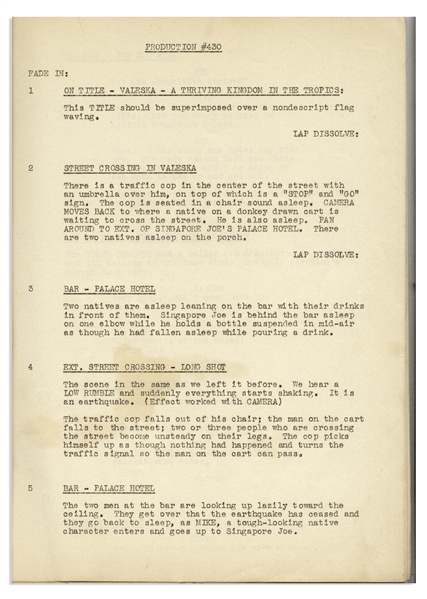 Moe Howard's 34pp. Script Dated October 1938 for The Three Stooges Film ''Saved by the Belle'' -- Very Good Condition